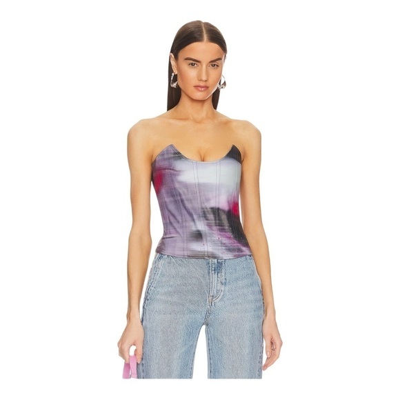 Miaou x Revolve Leia Strapless Corset Top Motion Pink NWT Size XS Bustier - Picture 4 of 16